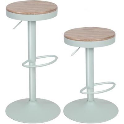 YOUNIKE Barhocker 2er Set Holz Barhocker Barstuhl Hoher Metallrahmen 360° höhenverstellbar drehbar mit Fußstütze Industriell Grün YOUNIKE Barhocker 2er Set Holz Barhocker Barstuhl Hoher Metallrahmen 360° höhenverstellbar drehbar mit Fußstütze Industriell Grün