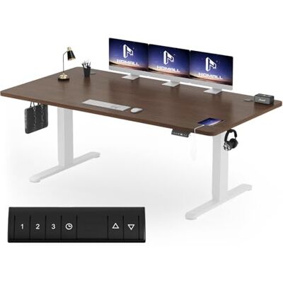 Homall Höhenverstellbarer Schreibtisch 200x80cm mit USB-A Ladeanschluss, Elektrischer Schreibtisch mit Kabel Management Tray, Standing Desk mit 3 Memory Funktion, Computertisch Nussbaum+Weiß Homall Höhenverstellbarer Schreibtisch 200x80cm mit USB-A Ladeanschluss, Elektrischer Schreibtisch mit Kabel Management Tray, Standing Desk mit 3 Memory Funktion, Computertisch Nussbaum+Weiß