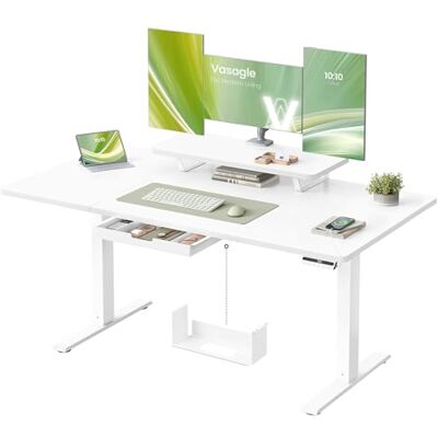 VASAGLE Höhenverstellbarer Schreibtisch, 140 x 70 cm, flexibel montierbarer Monitorständer, Schublade, USB-C-Anschluss, Erinnerung bei langem Sitzen, für Büro, wolkenweiß LSD154WB01 VASAGLE Höhenverstellbarer Schreibtisch, 140 x 70 cm, flexibel montierbarer Monitorständer, Schublade, USB-C-Anschluss, Erinnerung bei langem Sitzen, für Büro, wolkenweiß LSD154WB01