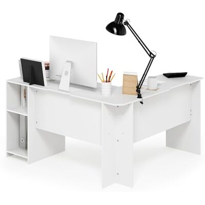 Furinno Indo L-förmigt skrivbord - Vit - Büromöbel Furinno Indo L-förmigt skrivbord - Vit - Büromöbel