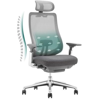 COLAMY XK Atlas Ergonomischer Netz-Bürostuhl, Chefsessel mit hoher Rückenlehne, Verstellbarer Kopfstütze und 4D-Armen, Schiebesitz, Kippsperre, Aluminium-Basis, Dunkelgrau COLAMY XK Atlas Ergonomischer Netz-Bürostuhl, Chefsessel mit hoher Rückenlehne, Verstellbarer Kopfstütze und 4D-Armen, Schiebesitz, Kippsperre, Aluminium-Basis, Dunkelgrau