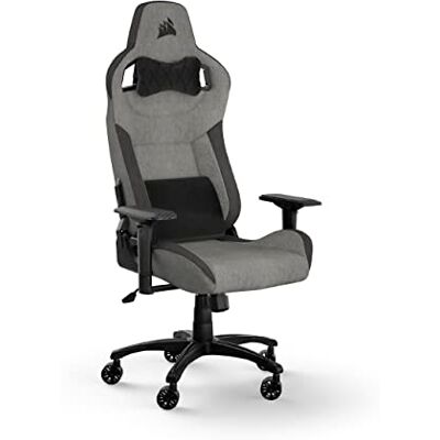 Corsair T3 Rush Gaming-Stuhl mit Stoffbezug (2023), Vom Rennsport inspiriertes Design, Gepolstertes Nackenkissen, Lendenstütze aus Memory-Schaumstoff, Schwarz und Holzkohle Corsair T3 Rush Gaming-Stuhl mit Stoffbezug (2023), Vom Rennsport inspiriertes Design, Gepolstertes Nackenkissen, Lendenstütze aus Memory-Schaumstoff, Schwarz und Holzkohle