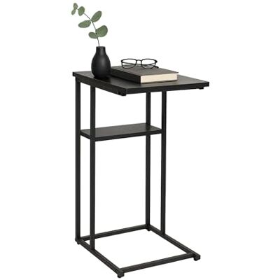 Relaxdays Beistelltisch, große und kleine Ablage, HxBxT 60 x 40 x 30 cm, Tisch für Couch & Bett, Metall & MDF, schwarz Relaxdays Beistelltisch, große und kleine Ablage, HxBxT 60 x 40 x 30 cm, Tisch für Couch & Bett, Metall & MDF, schwarz