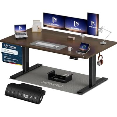Homall Höhenverstellbarer Schreibtisch 140x70cm mit USB-A Ladeanschluss, Elektrischer Schreibtisch mit Kabel Management Tray, Standing Desk mit 3 Memory Funktion, Computertisch Nussbaum Homall Höhenverstellbarer Schreibtisch 140x70cm mit USB-A Ladeanschluss, Elektrischer Schreibtisch mit Kabel Management Tray, Standing Desk mit 3 Memory Funktion, Computertisch Nussbaum