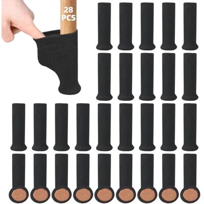 Carehabi 28 Stück Stuhlsocken Schwarz, Stuhlbeinkappen für Schräge Stuhlbeine, Stuhlbeinschoner mit Filzgleiter für Stühle, Möbelsocken für Runde und Eckige Beine Carehabi 28 Stück Stuhlsocken Schwarz, Stuhlbeinkappen für Schräge Stuhlbeine, Stuhlbeinschoner mit Filzgleiter für Stühle, Möbelsocken für Runde und Eckige Beine
