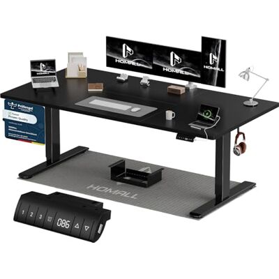 Homall Höhenverstellbarer Schreibtisch 180x80cm mit USB-A Ladeanschluss, Elektrischer Schreibtisch mit Kabel Management Tray, Standing Desk mit 3 Memory Funktion, Computertisch Schwarz Homall Höhenverstellbarer Schreibtisch 180x80cm mit USB-A Ladeanschluss, Elektrischer Schreibtisch mit Kabel Management Tray, Standing Desk mit 3 Memory Funktion, Computertisch Schwarz