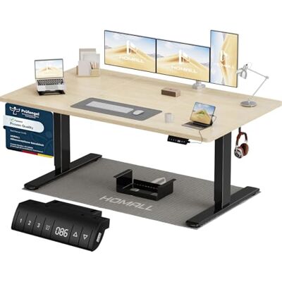 Homall Höhenverstellbarer Schreibtisch 140x70cm mit USB-A Ladeanschluss, Elektrischer Schreibtisch mit Kabel Management Tray, Standing Desk mit 3 Memory Funktion, Computertisch Beige+Schwarz Homall Höhenverstellbarer Schreibtisch 140x70cm mit USB-A Ladeanschluss, Elektrischer Schreibtisch mit Kabel Management Tray, Standing Desk mit 3 Memory Funktion, Computertisch Beige+Schwarz