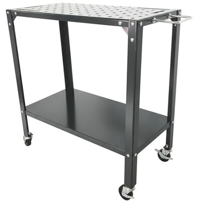 Relaxdays Schweißtisch mit Rollen, Werkbank Lochplatte, HBT: 91,5x88x46 cm, Werkstatt, Arbeitstisch mobil, Stahl, grau Relaxdays Schweißtisch mit Rollen, Werkbank Lochplatte, HBT: 91,5x88x46 cm, Werkstatt, Arbeitstisch mobil, Stahl, grau