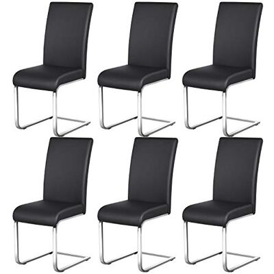 Yaheetech Esszimmerstühle 6er Set modern ergonomischer Freischwinger Stuhl mit hoher Rückenlehne Kunstleder Küchenstuhl Besucherstuhl für Küche, Esstisch, 135 kg belastbar Schwarz Yaheetech Esszimmerstühle 6er Set modern ergonomischer Freischwinger Stuhl mit hoher Rückenlehne Kunstleder Küchenstuhl Besucherstuhl für Küche, Esstisch, 135 kg belastbar Schwarz