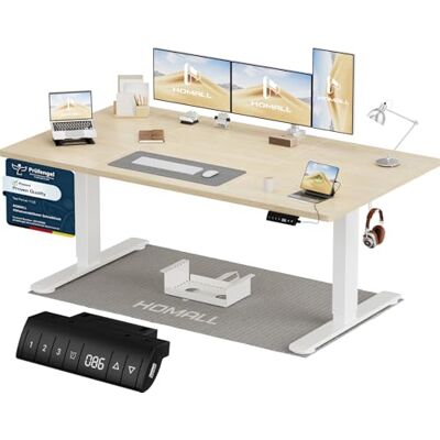 Homall Höhenverstellbarer Schreibtisch 160x80cm mit USB-A Ladeanschluss, Elektrischer Schreibtisch mit Kabel Management Tray, Standing Desk mit 3 Memory Funktion, Computertisch Beige Homall Höhenverstellbarer Schreibtisch 160x80cm mit USB-A Ladeanschluss, Elektrischer Schreibtisch mit Kabel Management Tray, Standing Desk mit 3 Memory Funktion, Computertisch Beige