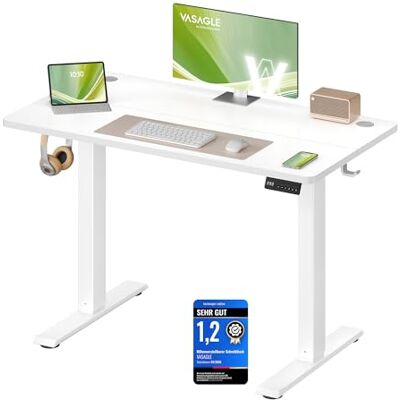 VASAGLE Höhenverstellbarer Schreibtisch, Stehtisch, Computertisch, Erinnerung bei langem Sitzen, Memory-Funktion mit 4 Höhen, für Büro, 100 x 60 cm, wolkenweiß LSD310WZ03 VASAGLE Höhenverstellbarer Schreibtisch, Stehtisch, Computertisch, Erinnerung bei langem Sitzen, Memory-Funktion mit 4 Höhen, für Büro, 100 x 60 cm, wolkenweiß LSD310WZ03