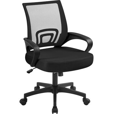 Yaheetech Bürostuhl Ergonomisch, Schreibtischstuhl mit Netzbespannung und Armlehnen, Drehstuhl aus Mesh, Chefsessel Wippfunktion, Höhenverstellbar Rückenschonend bis 136kg Belastbar, Schwarz Yaheetech Bürostuhl Ergonomisch, Schreibtischstuhl mit Netzbespannung und Armlehnen, Drehstuhl aus Mesh, Chefsessel Wippfunktion, Höhenverstellbar Rückenschonend bis 136kg Belastbar, Schwarz