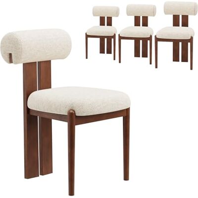 MALOL Esszimmerstühle 4er Set, Mid-Century Modern Polsterstühle aus Stoff mit Stabiler Rückenlehne & dunkelbraunen Holzbeinen, Beige – Geeignet für Esszimmer, Küche und Gastronomie, Beige MALOL Esszimmerstühle 4er Set, Mid-Century Modern Polsterstühle aus Stoff mit Stabiler Rückenlehne & dunkelbraunen Holzbeinen, Beige – Geeignet für Esszimmer, Küche und Gastronomie, Beige