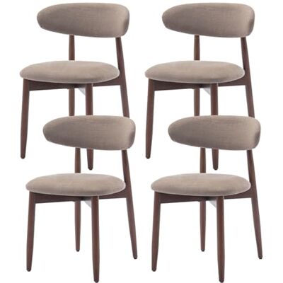 COLAMY Esszimmerstühle 4er Set, Polsternder Stühle Esszimmer mit Rückenlehne, Moderne Küchenstühle Gepolstert, Stoff Dining Chairs mit Back und Holzbeinen für Esszimmer, Küche, Restaurant, Kamel COLAMY Esszimmerstühle 4er Set, Polsternder Stühle Esszimmer mit Rückenlehne, Moderne Küchenstühle Gepolstert, Stoff Dining Chairs mit Back und Holzbeinen für Esszimmer, Küche, Restaurant, Kamel