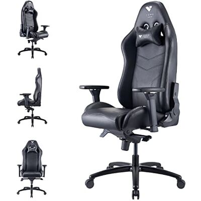 Com4Gaming Argon 2023 Gaming Stuhl Gaming Sessel mit Atmungsaktivem PU-Leder, Ergonomischer Schreibtischstuhl mit Kopfstütze, Onyx Black, max. 150 kg Com4Gaming Argon 2023 Gaming Stuhl Gaming Sessel mit Atmungsaktivem PU-Leder, Ergonomischer Schreibtischstuhl mit Kopfstütze, Onyx Black, max. 150 kg