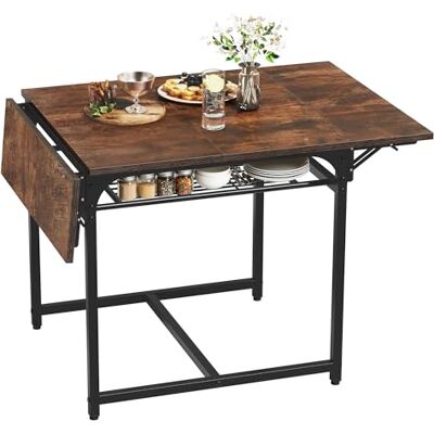 YITAHOME klappbarer Esstisch, ausdehnbarer Drop-Blatttisch mit Aufbewahrungshalter und 4 verstellbaren Beinen, Sitzplätze für 2-6 Personen, 120 x 78 x 75cm, rustikal braun und schwarz YITAHOME klappbarer Esstisch, ausdehnbarer Drop-Blatttisch mit Aufbewahrungshalter und 4 verstellbaren Beinen, Sitzplätze für 2-6 Personen, 120 x 78 x 75cm, rustikal braun und schwarz