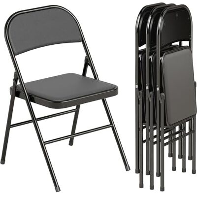 HOMCOM 4er Set Klappstuhl Campingstuhl mit Gepolsteter Rückenlehne, Klappbar Bürostuhl mit Stahlrahmen, Küchenstuhl mit Polster bis 120 kg belastbar für Gäste, Büro, Camping, Schwarz HOMCOM 4er Set Klappstuhl Campingstuhl mit Gepolsteter Rückenlehne, Klappbar Bürostuhl mit Stahlrahmen, Küchenstuhl mit Polster bis 120 kg belastbar für Gäste, Büro, Camping, Schwarz