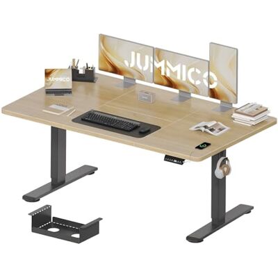 JUMMICO Höhenverstellbarer Schreibtisch 160 x 80 cm mit Kabelwanne, Höhenverstellbar Elektrisch Stehpult mit USB-Buchse, Computertisch, Ergonomischer Steh-Sitz Tisch, Bürotisch, Beige JUMMICO Höhenverstellbarer Schreibtisch 160 x 80 cm mit Kabelwanne, Höhenverstellbar Elektrisch Stehpult mit USB-Buchse, Computertisch, Ergonomischer Steh-Sitz Tisch, Bürotisch, Beige