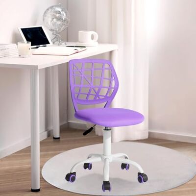 FurnitureR Kinder Schreibtischstuhl, höhenverstellbarer Drehstuhl mit kleinem Loch Rückenlehne Design, geeignet für Kinderzimmer oder Arbeitszimmer, lila I FurnitureR Kinder Schreibtischstuhl, höhenverstellbarer Drehstuhl mit kleinem Loch Rückenlehne Design, geeignet für Kinderzimmer oder Arbeitszimmer, lila I