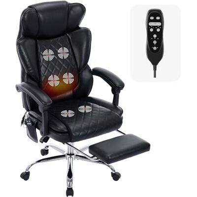 COLAMY Bürostuhl Ergonomisch mit Massagefunktion, Ergonomischer Schreibtischstuhl mit Heizfunktion, Chefsessel mit Fußstütze, 360° Drehstuhl, 94-125° Verstellbarer Rückenlehne, für Office, Schwarz COLAMY Bürostuhl Ergonomisch mit Massagefunktion, Ergonomischer Schreibtischstuhl mit Heizfunktion, Chefsessel mit Fußstütze, 360° Drehstuhl, 94-125° Verstellbarer Rückenlehne, für Office, Schwarz
