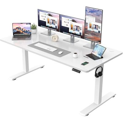 JUMMICO Elektrischer Höhenverstellbarer Schreibtisch Steh-Sitz Tisch mit Memory-Funktion & Kompletter Tischplatte, Computertisch für Büro & Zuhause 160 x 60 cm Weiß JUMMICO Elektrischer Höhenverstellbarer Schreibtisch Steh-Sitz Tisch mit Memory-Funktion & Kompletter Tischplatte, Computertisch für Büro & Zuhause 160 x 60 cm Weiß