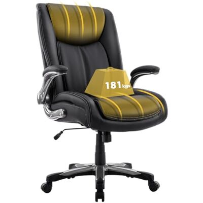 COLAMY Großer und hoher Bürostuhl 181 kg, großer, strapazierfähiger Chefsessel mit hoher Rückenlehne und klappbaren Armlehnen für das Homeoffice, Schwarz COLAMY Großer und hoher Bürostuhl 181 kg, großer, strapazierfähiger Chefsessel mit hoher Rückenlehne und klappbaren Armlehnen für das Homeoffice, Schwarz