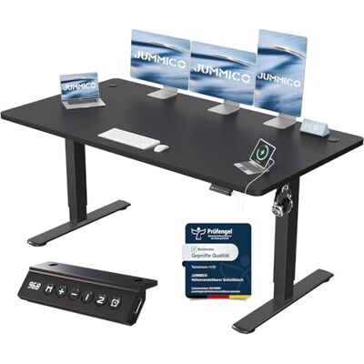 JUMMICO Höhenverstellbarer Schreibtisch mit USB-Ladeanschluss,Schreibtisch Höhenverstellbar Elektrisch 160 x 70 cm, Steh-Sitz Tisch Stehpult Verstellbarer Computertisch,Standing Desk,Schwarz JUMMICO Höhenverstellbarer Schreibtisch mit USB-Ladeanschluss,Schreibtisch Höhenverstellbar Elektrisch 160 x 70 cm, Steh-Sitz Tisch Stehpult Verstellbarer Computertisch,Standing Desk,Schwarz