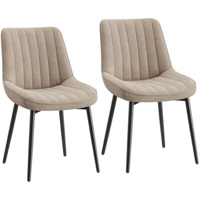 COLAMY Samt Esszimmerstühle 2er Set – Gepolsterte Stühle für Esszimmer & Küche mit Metallbeinen, Dickem Sitzpolster & Rutschfesten Füßen, Khaki COLAMY Samt Esszimmerstühle 2er Set – Gepolsterte Stühle für Esszimmer & Küche mit Metallbeinen, Dickem Sitzpolster & Rutschfesten Füßen, Khaki