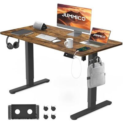 JUMMICO Elektrisch Höhenverstellbarer Schreibtisch 120x80 cm mit Ladestation, Höhenverstellbarer Computertisch mit Kabelmanagement, Ergonomischer Sitz-Steh-Schreibtisch Höhenverstellbarer Tisch, Braun JUMMICO Elektrisch Höhenverstellbarer Schreibtisch 120x80 cm mit Ladestation, Höhenverstellbarer Computertisch mit Kabelmanagement, Ergonomischer Sitz-Steh-Schreibtisch Höhenverstellbarer Tisch, Braun