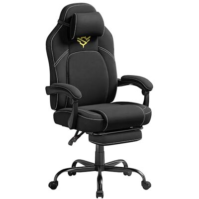 SONGMICS HOME Gaming-Stuhl, ergonomischer Computerstuhl mit Fußstütze, Bürostuhl, Drehstuhl mit Kopfkissen, Baumwoll-Leinen-Mischgewebe, höhenverstellbar, tintenschwarz OBG072BH03 SONGMICS HOME Gaming-Stuhl, ergonomischer Computerstuhl mit Fußstütze, Bürostuhl, Drehstuhl mit Kopfkissen, Baumwoll-Leinen-Mischgewebe, höhenverstellbar, tintenschwarz OBG072BH03
