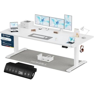 Homall Höhenverstellbarer Schreibtisch 200x80cm mit USB-A Ladeanschluss, Elektrischer Schreibtisch mit Kabel Management Tray, Standing Desk mit 3 Memory Funktion, Computertisch Weiß Homall Höhenverstellbarer Schreibtisch 200x80cm mit USB-A Ladeanschluss, Elektrischer Schreibtisch mit Kabel Management Tray, Standing Desk mit 3 Memory Funktion, Computertisch Weiß