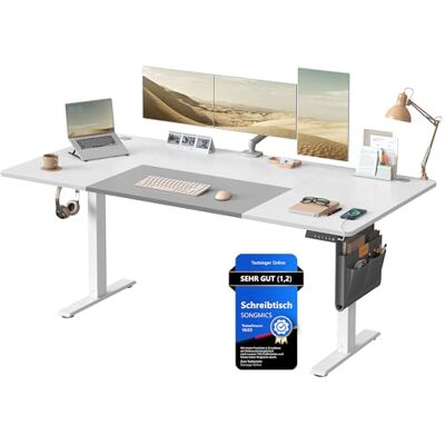 SONGMICS Höhenverstellbarer Schreibtisch elektrisch, 180 x 80 cm, stufenlos verstellbar, Memory-Funktion mit 4 Höhen, USB-C-Anschluss, wolkenweiß-Taubengrau LSD028WZ03 SONGMICS Höhenverstellbarer Schreibtisch elektrisch, 180 x 80 cm, stufenlos verstellbar, Memory-Funktion mit 4 Höhen, USB-C-Anschluss, wolkenweiß-Taubengrau LSD028WZ03