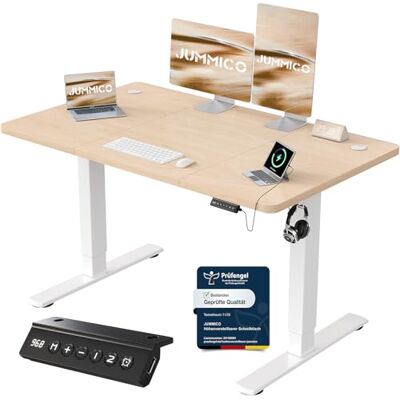 JUMMICO Höhenverstellbarer Schreibtisch mit USB-Ladeanschluss,Schreibtisch Höhenverstellbar Elektrisch 120 x 60 cm, Steh-Sitz Tisch Stehpult Verstellbarer Computertisch,Standing Desk,Beige JUMMICO Höhenverstellbarer Schreibtisch mit USB-Ladeanschluss,Schreibtisch Höhenverstellbar Elektrisch 120 x 60 cm, Steh-Sitz Tisch Stehpult Verstellbarer Computertisch,Standing Desk,Beige