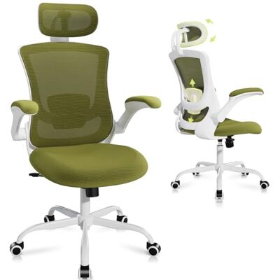 COLAMY Ergonomischer Mesh Bürostuhl mit Verstellbarer Kopfstütze und Lendenstütze, hochklappbare Armlehnen, 140° Wipp- und Rastenfunktion, Höhenverstellbarer Bürodrehstuhl, Grün COLAMY Ergonomischer Mesh Bürostuhl mit Verstellbarer Kopfstütze und Lendenstütze, hochklappbare Armlehnen, 140° Wipp- und Rastenfunktion, Höhenverstellbarer Bürodrehstuhl, Grün