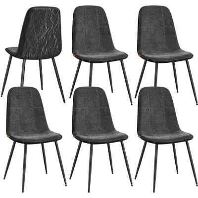 VASAGLE Esszimmerstuhl 6er Set, Küchenstuhl, Polsterstuhl, Metallbeine, verstellbare Füße, pflegeleicht, Chenille-Gewebe, PU mit von Gletschern inspiriertem Muster, schiefergrau ZH2506054 VASAGLE Esszimmerstuhl 6er Set, Küchenstuhl, Polsterstuhl, Metallbeine, verstellbare Füße, pflegeleicht, Chenille-Gewebe, PU mit von Gletschern inspiriertem Muster, schiefergrau ZH2506054
