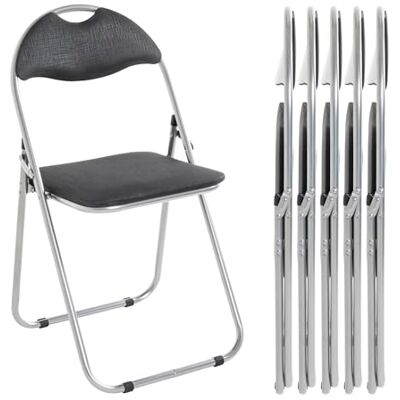 HAKU Klappstuhl gepolstert 6er Set Klappstühle bequem alu, schwarz, Rücken und Sitz gepolstert PVC-Bezug, Stahl Maße: B 44 x H 80 x T 47 cm, Style: Modern HAKU Klappstuhl gepolstert 6er Set Klappstühle bequem alu, schwarz, Rücken und Sitz gepolstert PVC-Bezug, Stahl Maße: B 44 x H 80 x T 47 cm, Style: Modern