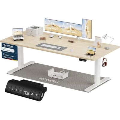 Homall Höhenverstellbarer Schreibtisch 200x80cm mit USB-A Ladeanschluss, Elektrischer Schreibtisch mit Kabel Management Tray, Standing Desk mit 3 Memory Funktion, Computertisch Beige Homall Höhenverstellbarer Schreibtisch 200x80cm mit USB-A Ladeanschluss, Elektrischer Schreibtisch mit Kabel Management Tray, Standing Desk mit 3 Memory Funktion, Computertisch Beige
