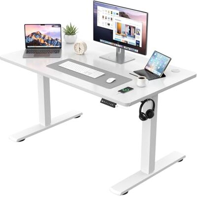 JUMMICO Elektrischer Höhenverstellbarer Schreibtisch Steh-Sitz Tisch mit Memory-Funktion & Kompletter Tischplatte, Computertisch für Büro & Zuhause 110 x 53 cm Weiß JUMMICO Elektrischer Höhenverstellbarer Schreibtisch Steh-Sitz Tisch mit Memory-Funktion & Kompletter Tischplatte, Computertisch für Büro & Zuhause 110 x 53 cm Weiß