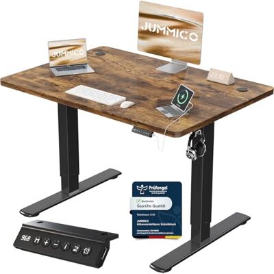 JUMMICO Höhenverstellbarer Schreibtisch mit USB-Ladeanschluss,Schreibtisch Höhenverstellbar Elektrisch 100 x 60 cm, Steh-Sitz Tisch Stehpult Verstellbarer Computertisch,Standing Desk,Braun JUMMICO Höhenverstellbarer Schreibtisch mit USB-Ladeanschluss,Schreibtisch Höhenverstellbar Elektrisch 100 x 60 cm, Steh-Sitz Tisch Stehpult Verstellbarer Computertisch,Standing Desk,Braun