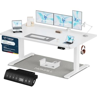 Homall Höhenverstellbarer Schreibtisch 140x70cm mit USB-A Ladeanschluss, Elektrischer Schreibtisch mit Kabel Management Tray, Standing Desk mit 3 Memory Funktion, Computertisch Weiß Homall Höhenverstellbarer Schreibtisch 140x70cm mit USB-A Ladeanschluss, Elektrischer Schreibtisch mit Kabel Management Tray, Standing Desk mit 3 Memory Funktion, Computertisch Weiß