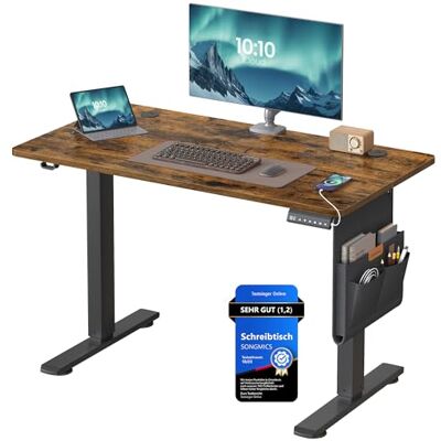 SONGMICS Höhenverstellbarer Schreibtisch elektrisch, 100 x 60 cm, Verstellbarer Tisch, Memory-Funktion für 4 Höhen, für Büro, vintagebraun LSD130KD01 SONGMICS Höhenverstellbarer Schreibtisch elektrisch, 100 x 60 cm, Verstellbarer Tisch, Memory-Funktion für 4 Höhen, für Büro, vintagebraun LSD130KD01