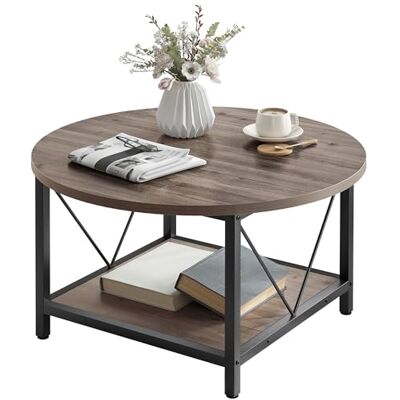 YITAHOME Runder Couchtisch, 80x80x46cm Rustikaler Wohnzimmertisch aus Holz für Wohnzimmer mit Ablage, Moderner Bauernhaus Couchtisch mit Stabilen Metallbeinen, Heimmöbel YITAHOME Runder Couchtisch, 80x80x46cm Rustikaler Wohnzimmertisch aus Holz für Wohnzimmer mit Ablage, Moderner Bauernhaus Couchtisch mit Stabilen Metallbeinen, Heimmöbel