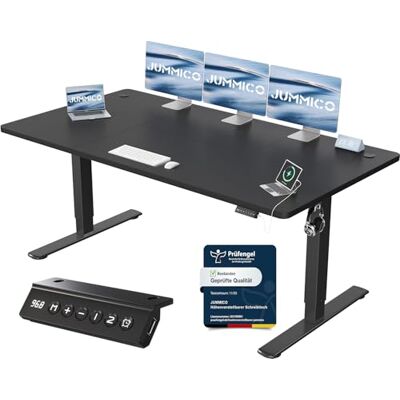 JUMMICO Höhenverstellbarer Schreibtisch mit USB-Ladeanschluss,Schreibtisch Höhenverstellbar Elektrisch 180 x 80 cm, Steh-Sitz Tisch Stehpult Verstellbarer Computertisch,Standing Desk,Schwarz JUMMICO Höhenverstellbarer Schreibtisch mit USB-Ladeanschluss,Schreibtisch Höhenverstellbar Elektrisch 180 x 80 cm, Steh-Sitz Tisch Stehpult Verstellbarer Computertisch,Standing Desk,Schwarz
