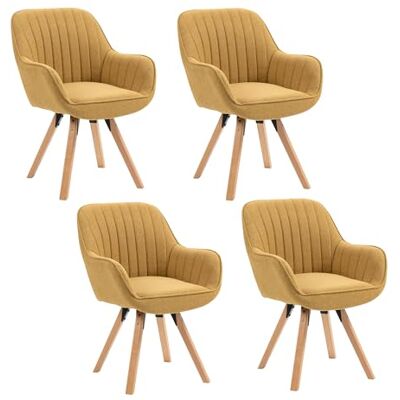 MEUBLE COSY Esszimmerstühle Drehbar 4er Set Küchenstuhl Polsterstuhl Drehstuhl mit Armlehne Sessel Schminkstuhl aus Stoff Massivholzbeine für Esszimmer Wohnzimmer Arbeitszimmer, Gelb MEUBLE COSY Esszimmerstühle Drehbar 4er Set Küchenstuhl Polsterstuhl Drehstuhl mit Armlehne Sessel Schminkstuhl aus Stoff Massivholzbeine für Esszimmer Wohnzimmer Arbeitszimmer, Gelb