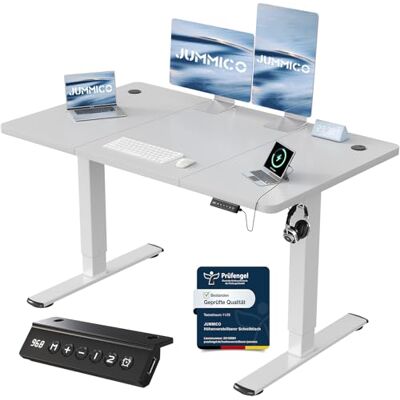 JUMMICO Höhenverstellbarer Schreibtisch mit USB-Ladeanschluss,Schreibtisch Höhenverstellbar Elektrisch 120 x 60 cm, Steh-Sitz Tisch Stehpult Verstellbarer Computertisch,Standing Desk,Grau JUMMICO Höhenverstellbarer Schreibtisch mit USB-Ladeanschluss,Schreibtisch Höhenverstellbar Elektrisch 120 x 60 cm, Steh-Sitz Tisch Stehpult Verstellbarer Computertisch,Standing Desk,Grau