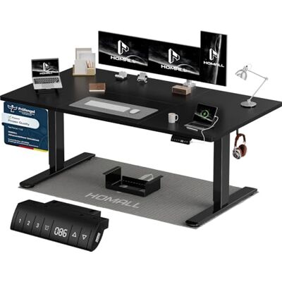 Homall Höhenverstellbarer Schreibtisch 160x80cm mit USB-A Ladeanschluss, Elektrischer Schreibtisch mit Kabel Management Tray, Standing Desk mit 3 Memory Funktion, Computertisch Schwarz Homall Höhenverstellbarer Schreibtisch 160x80cm mit USB-A Ladeanschluss, Elektrischer Schreibtisch mit Kabel Management Tray, Standing Desk mit 3 Memory Funktion, Computertisch Schwarz