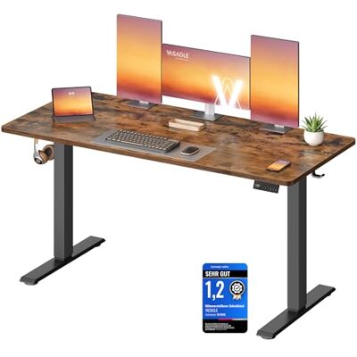 VASAGLE Höhenverstellbarer Schreibtisch, Stehtisch, Computertisch, Erinnerung bei langem Sitzen, Memory-Funktion mit 4 Höhen, für Büro, 140 x 60 cm, vintagebraun LSD314KD03 VASAGLE Höhenverstellbarer Schreibtisch, Stehtisch, Computertisch, Erinnerung bei langem Sitzen, Memory-Funktion mit 4 Höhen, für Büro, 140 x 60 cm, vintagebraun LSD314KD03