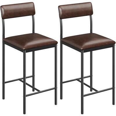 YITAHOME Barhocker Set von 2, Hoher Sitz mit gepolstertem Sitz- und Rücken, Industrielle Barhocker für Küche/Esszimmer, Barstühle mit ergonomischem Fußausleger, rustikales Braun YITAHOME Barhocker Set von 2, Hoher Sitz mit gepolstertem Sitz- und Rücken, Industrielle Barhocker für Küche/Esszimmer, Barstühle mit ergonomischem Fußausleger, rustikales Braun