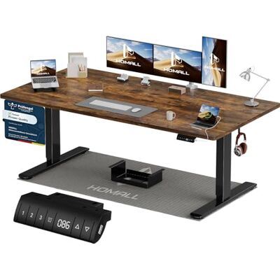 Homall Höhenverstellbarer Schreibtisch 180x80cm mit USB-A Ladeanschluss, Elektrischer Schreibtisch mit Kabel Management Tray, Standing Desk mit 3 Memory Funktion, Computertisch Braun Homall Höhenverstellbarer Schreibtisch 180x80cm mit USB-A Ladeanschluss, Elektrischer Schreibtisch mit Kabel Management Tray, Standing Desk mit 3 Memory Funktion, Computertisch Braun