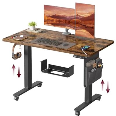 VASAGLE Höhenverstellbarer Schreibtisch elektrisch, 60 x 120 x (72-120) cm, stufenlos verstellbar, Memory-Funktion mit 4 Höhen, vintagebraun LSD172X01 VASAGLE Höhenverstellbarer Schreibtisch elektrisch, 60 x 120 x (72-120) cm, stufenlos verstellbar, Memory-Funktion mit 4 Höhen, vintagebraun LSD172X01